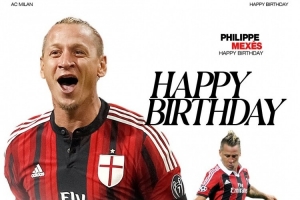 米兰祝梅克斯43岁生日快乐，效力红黑军团5年出战114场